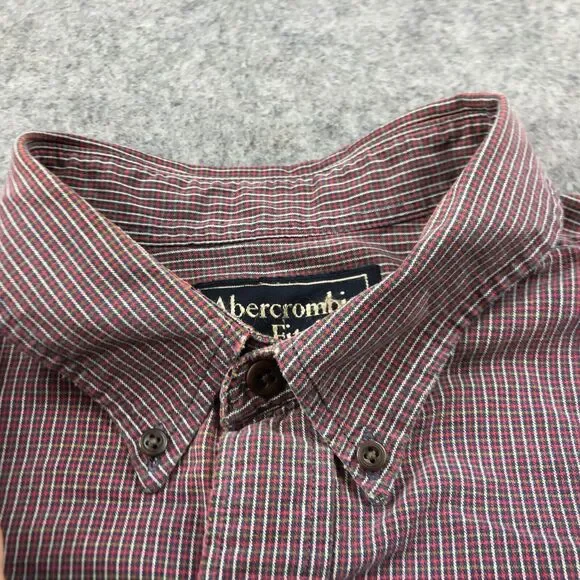Vintage Abercrombie Fitch Shirt Men XL Red Check Long Sleeve Button Up - Picture 7 of 11